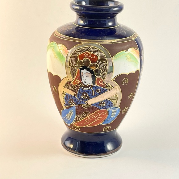 Vintage Japanese Handpainted Moriage Urn Geisha Shogun Asian Decor - Picture 4 of 15